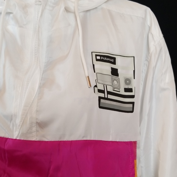 Polaroid 1/4 zip rainbow wind breaker white M220 - Picture 5 of 8